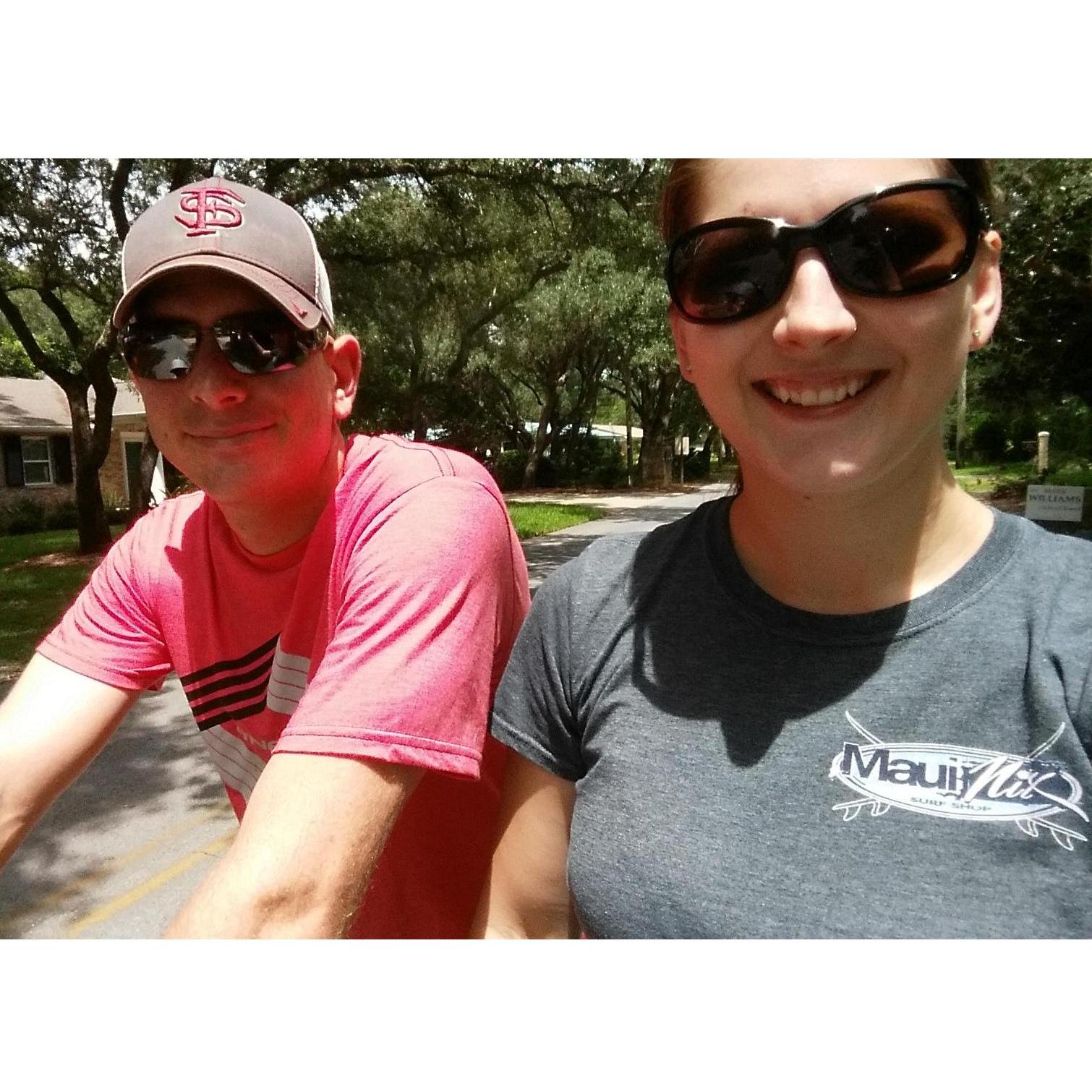 You can't see in the picture but he is pushing the stroller. Such a great helper!