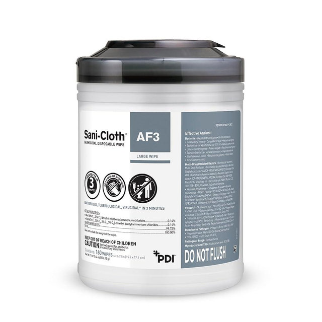 Sani-Cloth AF3, Surface Disinfecting Wipes, Fragrance Free, Alcohol-Free, Large Canister, 160 Wipes