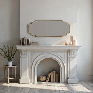 Scalloped Metal Wall Mirror with Vertical/Horizontal Hanging