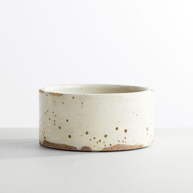 Terra Cotta Speckled Vase, White, Low, 4.25"H