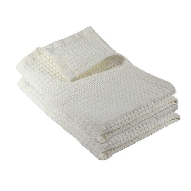 Premium Waffle Weave Hand Towel 2 Pc Set 100% Natural Cotton Highly Absorbent & Quick Drying Lint Free Extra Soft Feel Thin Cloth (Cream)