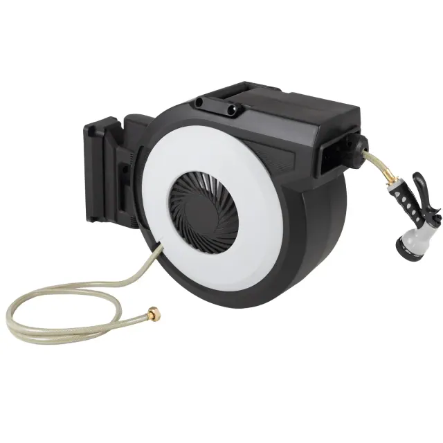 Retractable Hose - 124 FT Garden Hose with 9 Nozzle Patterns - Hose Reel Wall Mount with 180-Degree Swivel Bracket and Auto-Rewind by Pure Garden