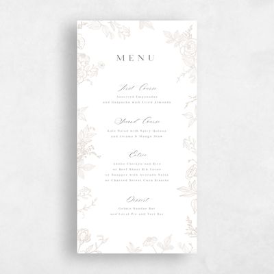 Canvas Tan, White Wedding Menu - Daphnel