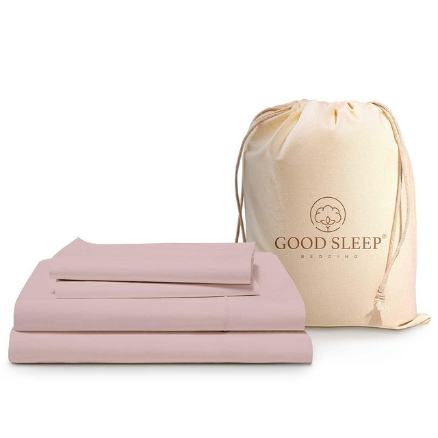 Good Sleep Bedding Full Size Sheets - 4 Piece Full Size Sheets Set, 100% Cotton Sheets, Luxury 800 TC 16 Inch Deep Pocket - Blush