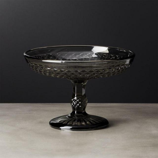 Addy Smoke Glass Pedestal Bowl