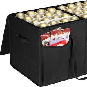 BALEINE Christmas Ornament Storage Box with Dividers, Premium Holiday Ornaments Storage Container Bin for Xmas Decorations (128 Ball, Black, Without Tray)