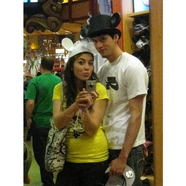 Our first time going to Disney together (with family) in 2008. We bought these hats as a joke and despite being 15 years old, people were congratulating us 😂 Cheers to digital camera mirror selfies