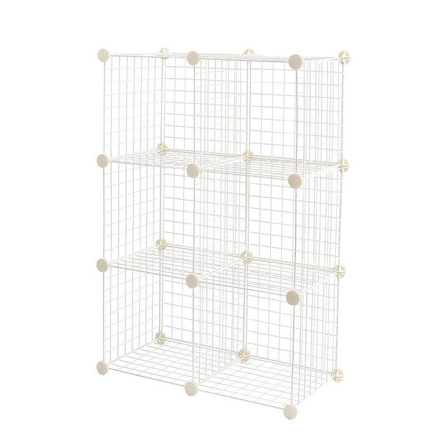 Amazon Basics 6-Cube Wire Grid Stackable Storage Shelves, 12 x 12-Inches, White