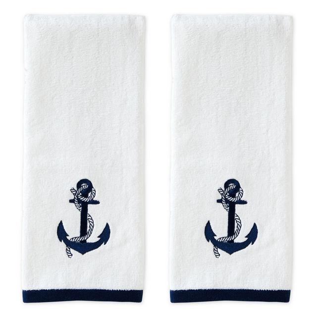 Anchor & Rope 2-Piece Hand Towel Set in White