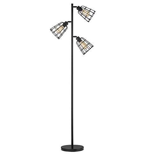 Modern Floor Lamp for Living Room Bright Lighting Tall Stand Up Lamp Farmhouse Rustic Industrial Black Tree Floor Lamps for Bedrooms, Office with Reading Light Standing Lamp