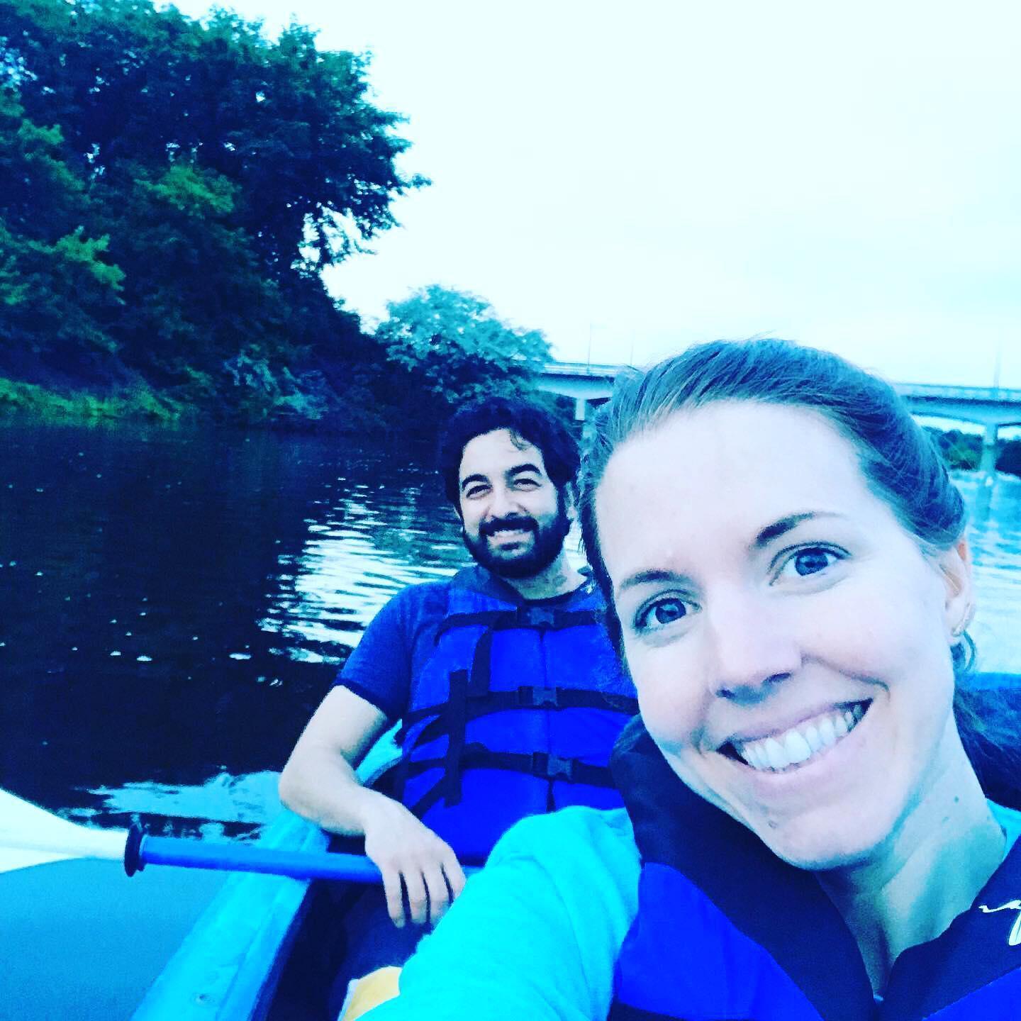 Our first picture together! We took a night canoe trip on the Huron River. Special night!