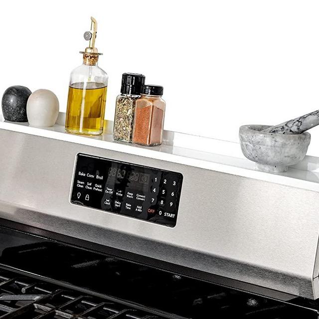 StoveShelf Magnetic Shelf for Kitchen Stove - Kitchen Storage Solution with Zero Installation - White - 24" Length