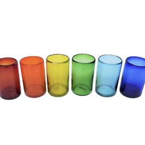 Rainbow Colored 14 oz Drinking Glasses (set of 6)