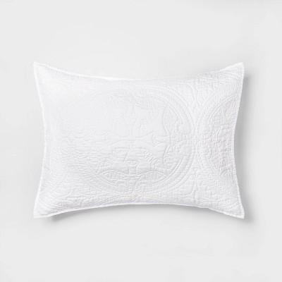 Standard Medallion Stitch Pillow Sham White - Opalhouse™