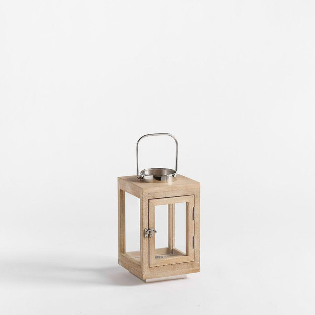 Shoreline Lantern : Wood / Nickel: Mini 12"
