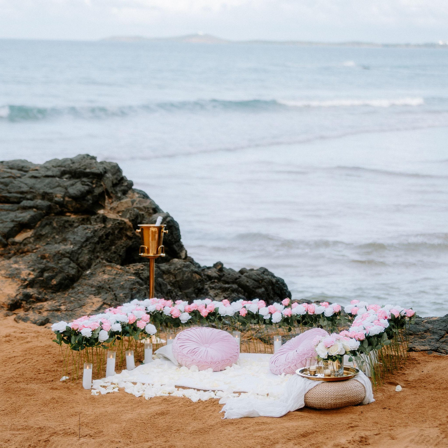 The proposal set up at Luquillo Beach in Puerto Rico.