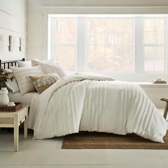 Bee & Willow™ Striped Cranston 3-Piece Full/Queen Duvet Cover Set in Coconut Milk