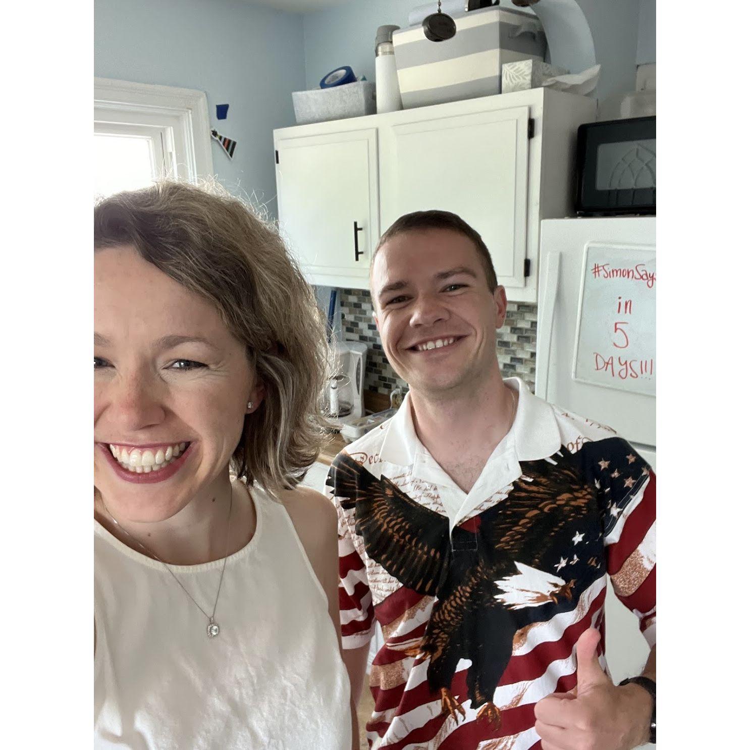 Brandon in his favorite shirt. Can you tell he loves the USA?