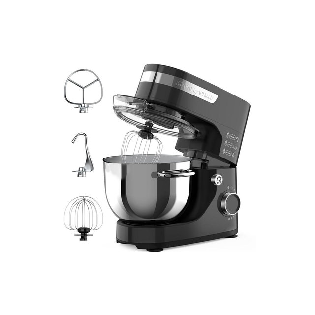 WHALL Stand Mixer,12-Speed Tilt-Head Electric Kitchen Mixer with Dough Hook/Wire Whip/Beater, Stainless Steel Bowl Black