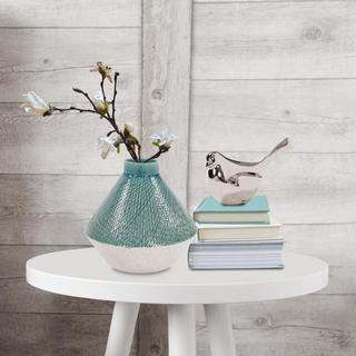 Cross Hatched Ceramic Angled Vase