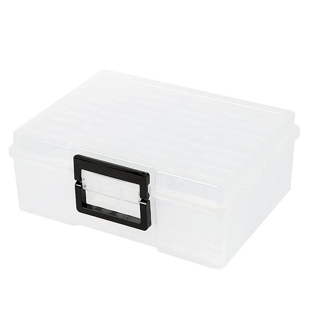 IDekooror Photo Case 5" x 7" Photo Box Storage and Craft Keeper - 18 Inner Photo Keeper,Photo Organizer Holder, Photos Storage Containers Box for Photos,Greeting Card Organizer Extra Large (Clear)