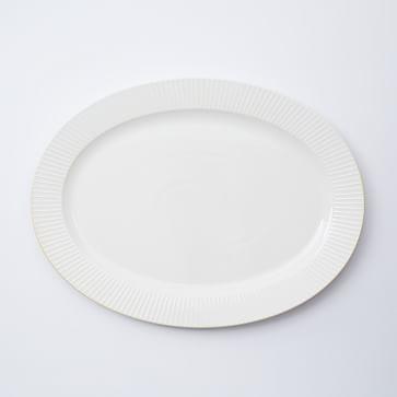Textured 21" Large Platter - White (Lines)