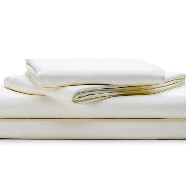 LUXOME 100% Bamboo Viscose Sheet Set | 400 Thread Count | Queen Size - Ivory | 4-Piece Set (Fitted, Flat, 2 Pillowcases)