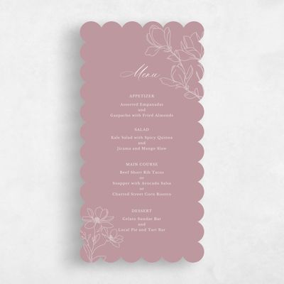 Pink Scalloped Wedding Menu - Magnolia