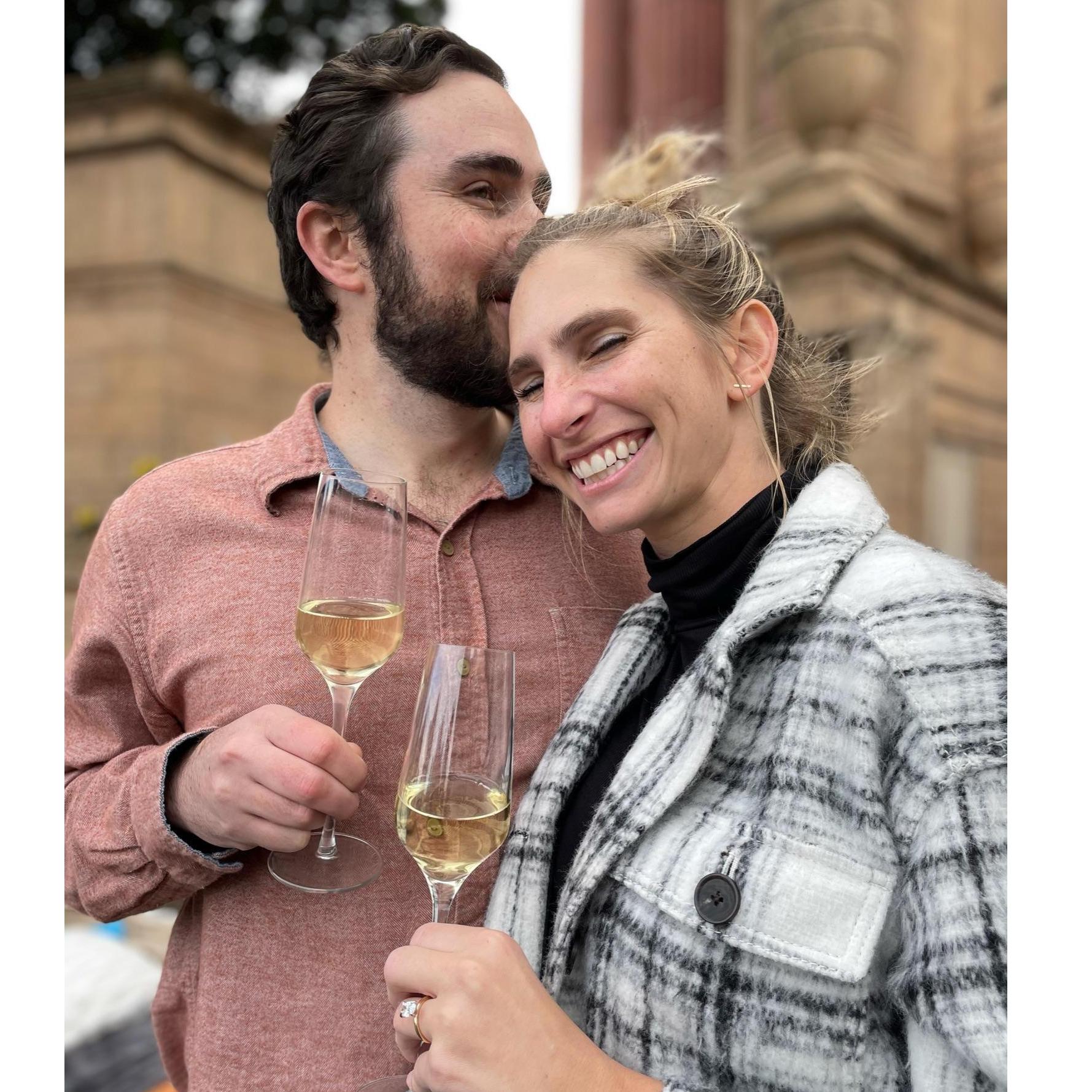 December 2020 - Our engagement!!! At the Palace of Fine Arts in San Francisco, CA