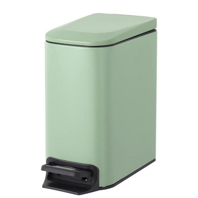 Cesun Small Bathroom Trash Can with Lid Soft Close, Step Pedal, 6 Liter / 1.6 Gallon Stainless Steel Garbage Can with Removable Inner Bucket, Anti-Fingerprint Finish (Matt Green)