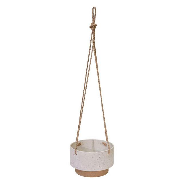 Claire White Speckled Ceramic Hanging Planter