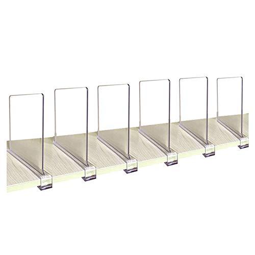 HBlife 6 Pack Shelf Dividers Closet Shelves for Wood Shelves Cabinets  Bedroom Organization and Storage, Clear Acrylic