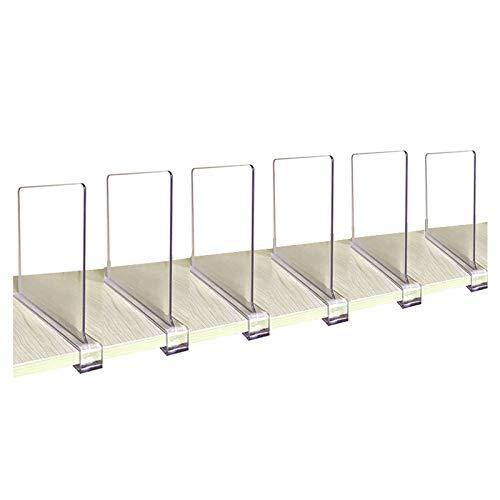 HBlife 6 Pack Shelf Dividers Closet Shelves for Wood Shelves Cabinets  Bedroom Organization and Storage, Clear Acrylic 