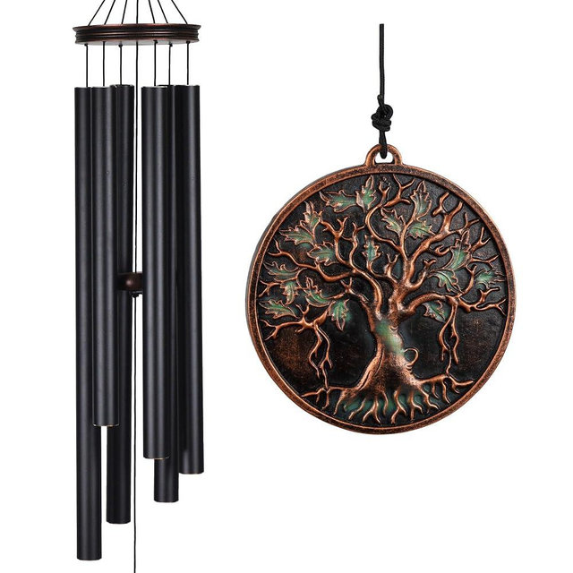 Vanquer Large Wind Chimes for Outside Deep Tone - 46'' Wind Chimes Outdoor Clearance, Windchimes Outdoors, Memorial Wind Chimes, Sympathy Gift, Patio, Home Décor, Vintage Black (46" Tree of Life)