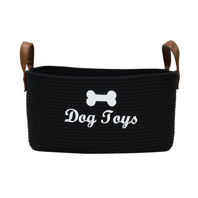 Morezi Dog Toy Basket, 16.5"x10.6"x 7.5" Puppy Toy Basket Bins, pet Organizer, Laundry Basket Storage bin - Perfect for organizing Toys, Blankets, leashes, Coat and Stuff - Black