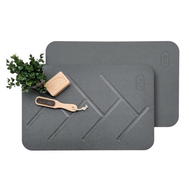 M&L Stone Bath Mat Large - Double Sided, Non-Slip Fast Stone Dish Drying Mat for Kitchen Counter, Tub & Bathroom Floor - Multi-Use Home Super Absorbent Diatomaceous Earth Shower Mat - Pet Food Mat