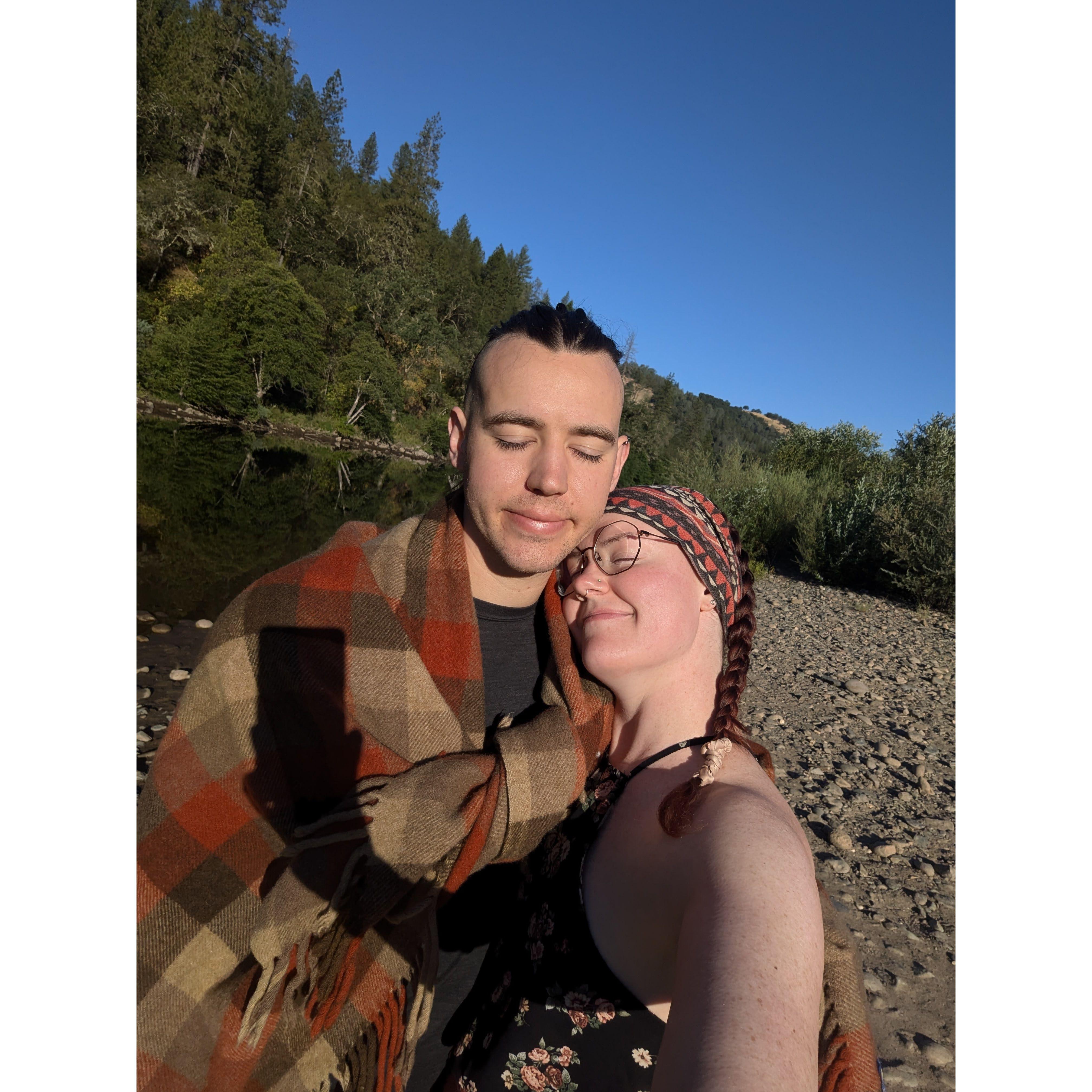 Here we are enjoying the sun on a riverbank in CA where we got to celebrate our great buddies Blake & Liz and their love!