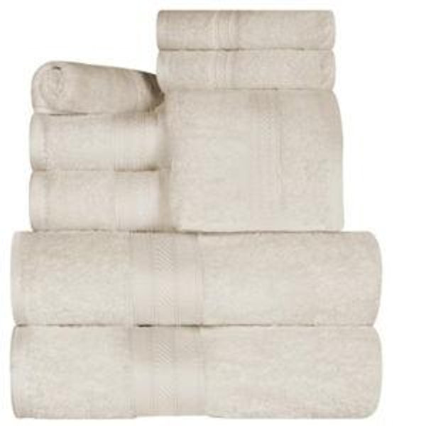 Cotton Highly Absorbent Solid Assorted 8-Piece Towel Set by Blue Nile Mills