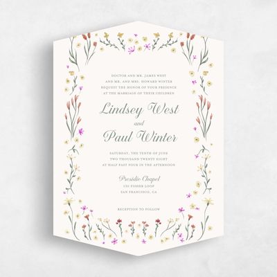 Beige Diamond Wedding Invitation - Harebell Portrait