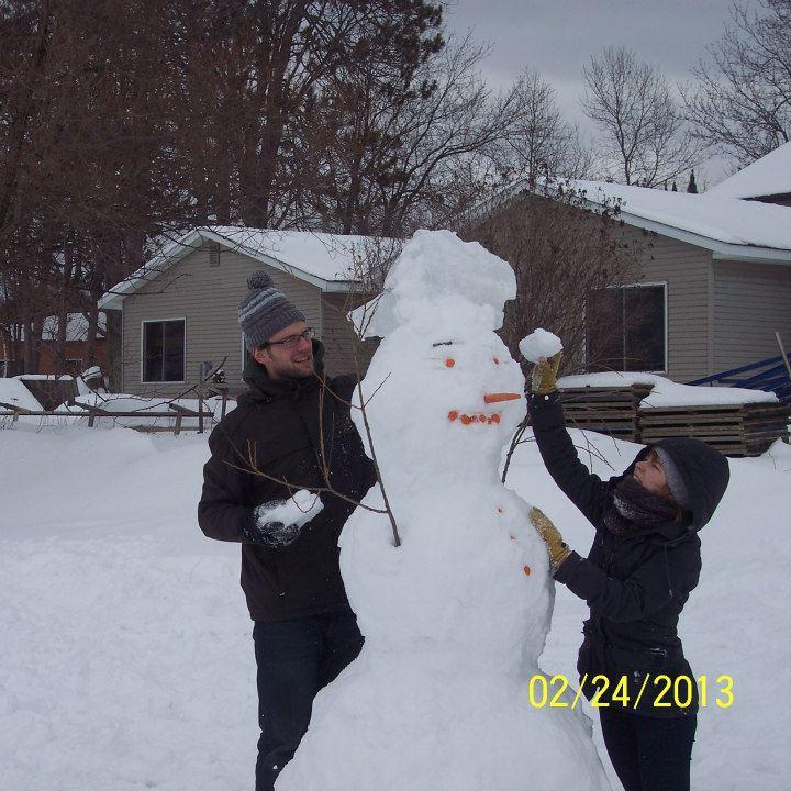 Winter 2013 - Building a snow man on Pelican Lake!
