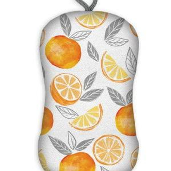 MÜkitchen Premuim Sponge for Dishes and Household Cleaning | Microfiber Print and Non-Scratch Scrub Pad (Orange Grove)
