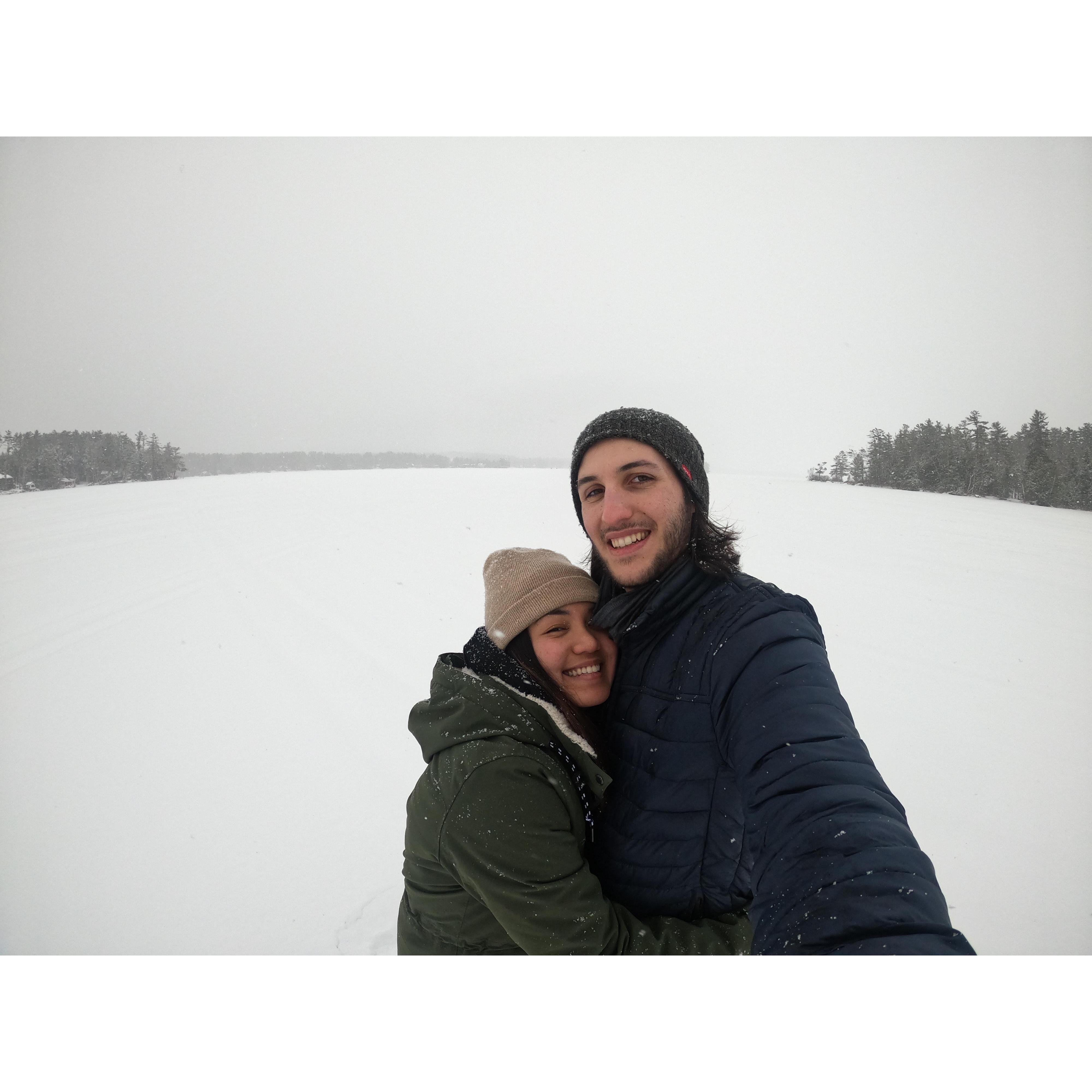 Snowshoeing on the lake!