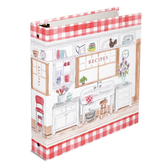 Retro Kitchen 3-ring recipe binder | RED | Vintage kitchen 3-ring recipe binder for 8.5 x 11 recipe sheets with a Large 2" spine.