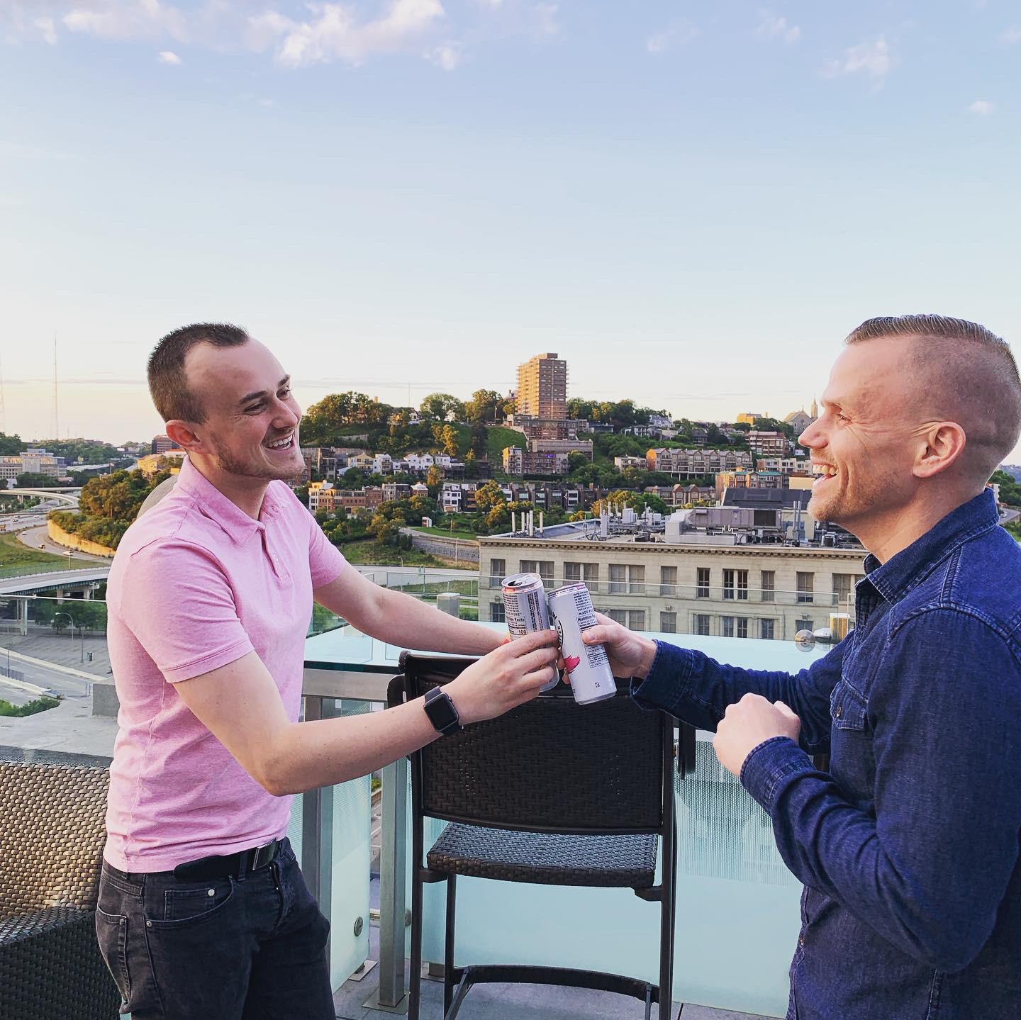 A Cincy sunset and a “candid” moment.