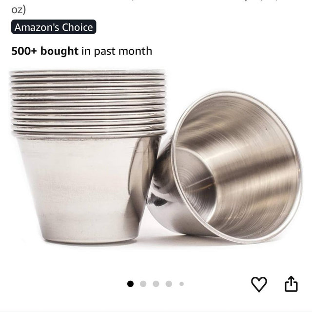 Ramekins Stainless Steel Condiment Sauce Cups, Metal Ramekins, Commercial Grade, Multifunctional, Ideal for All Hot and Cold Sauces, Individual Portion Cups (12, 2.5 oz)