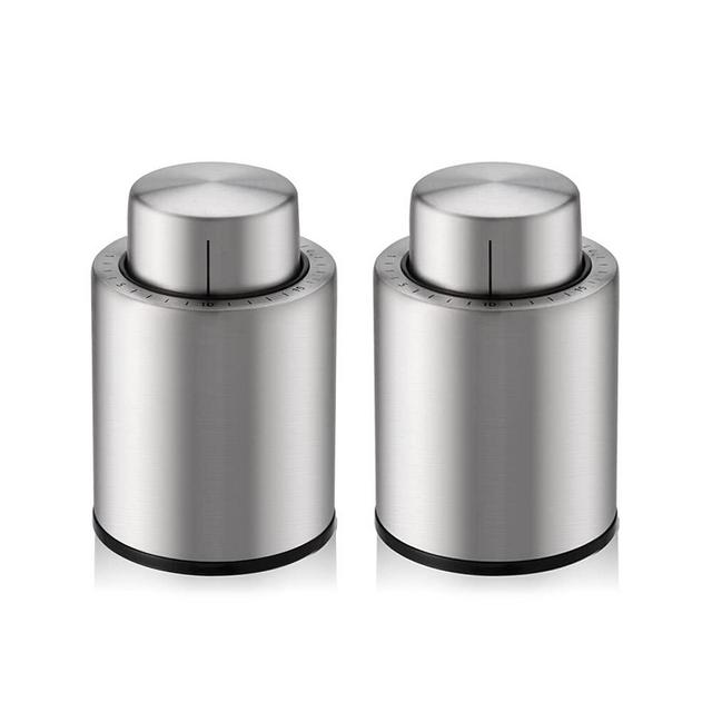 Limx Oasis 2 PACKS of Vacuum Wine Bottle Stoppers,Stainless Steel Wine Bottle Plug with Silicone, Reusable Wine Preserver with Time Scale,Best Gift Accessories,Oasis S02