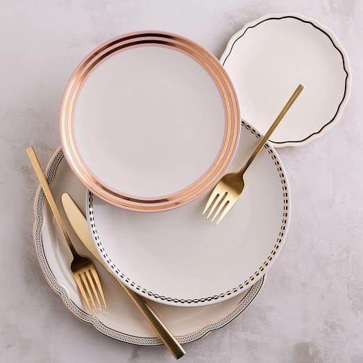 West Elm Fishs Eddy Gilded Dinnerware - Service for 8