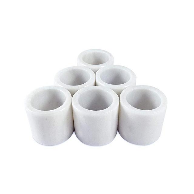 LUHOM LUJOSO HOGAR MEXICO Marble Napkin Rings Set of 6 | Marble Napkin Holder round | 6 pieces Wedding Napkin Rings | Table Napkin Holder | Natural Marble Napkin Ring |Napkin Ring Holder in Bego White