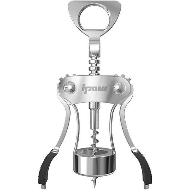 IPOW WS01 Wing Corkscrew Multifunctional Wine Cork and Beer Cap Bottles Opener Remover, Kitchen Chateau Restaurant Bars Daily and Waiters Use, Standard, Silver
