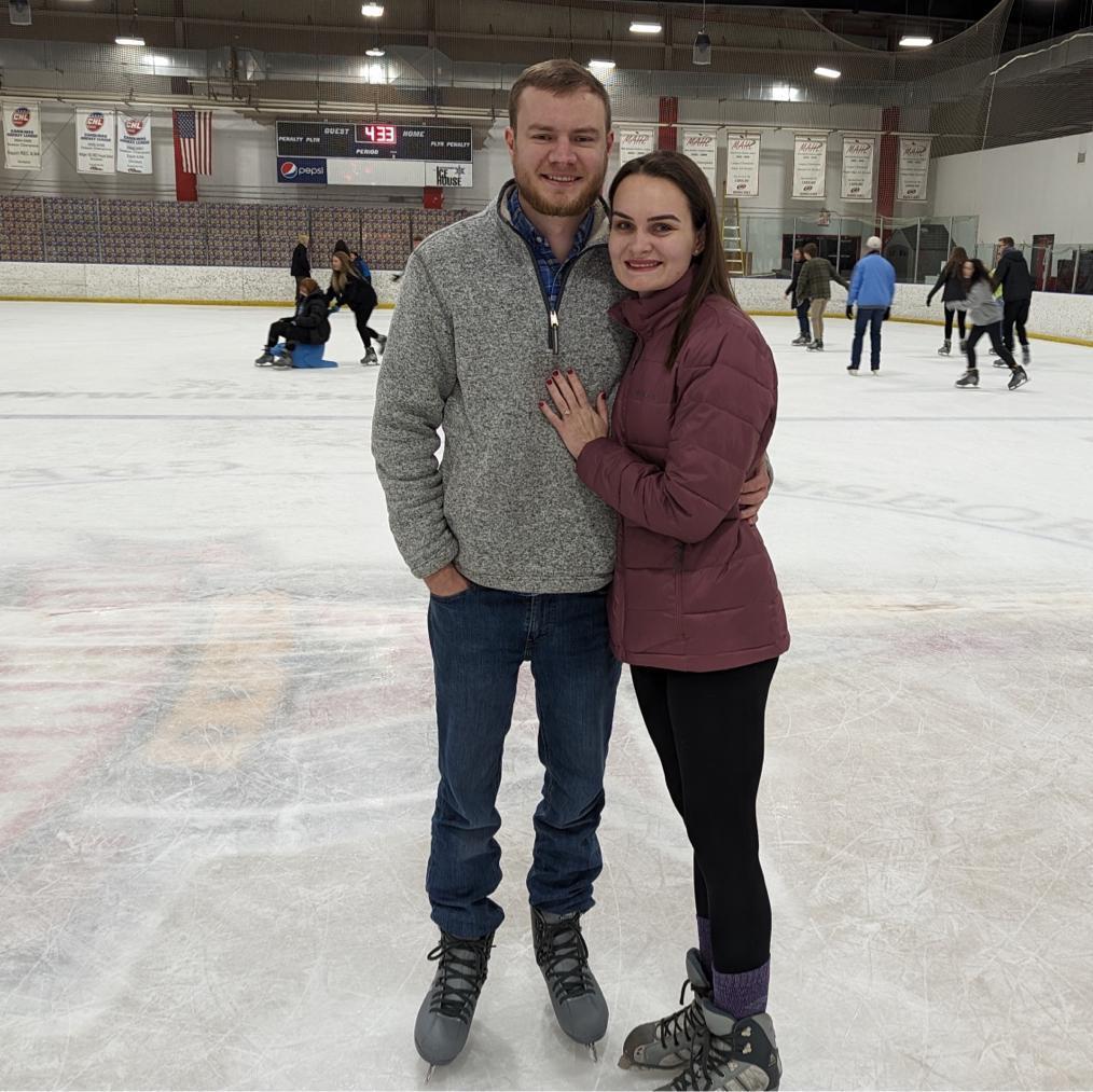 moments after getting engaged on the ice!